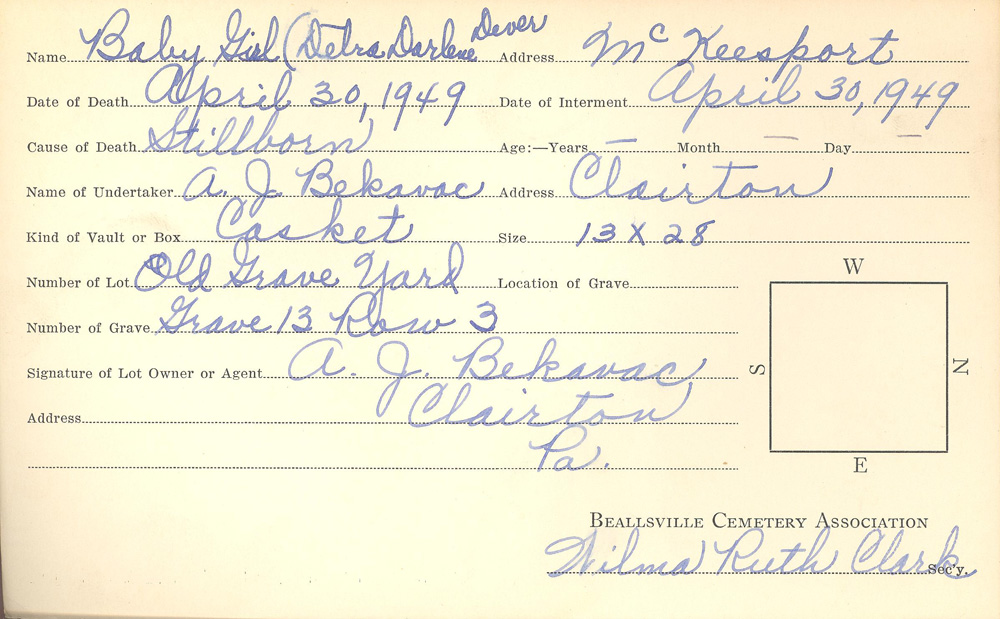 burial card